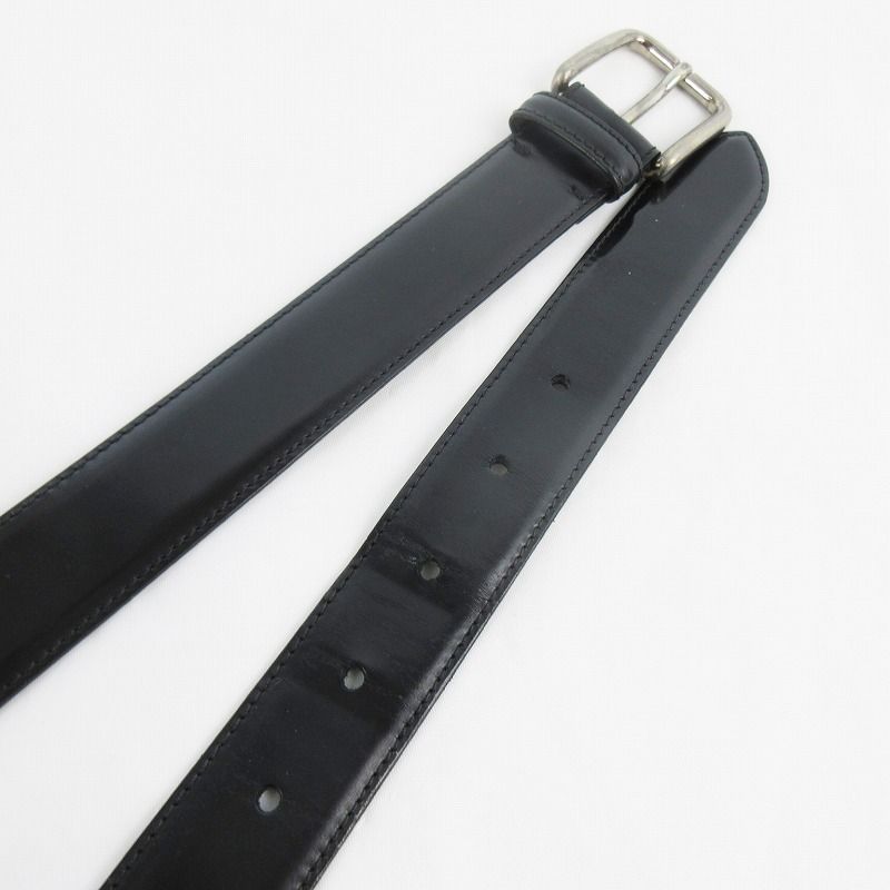GIORGIO ARMANI レザーベルト 本革 ブラック シルバー金具 ジョルジオアルマーニ GIORGIO ARMANI ベルト 91/36 SIZE 50 黒