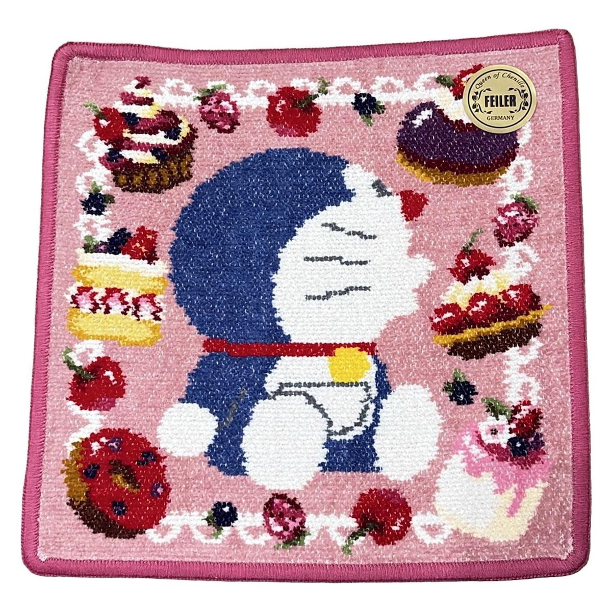 FEILER フェイラー 小物 - ピンクベージュ×ブルー×マルチ ハンドタオル|ドラえもん|ケーキ コットン