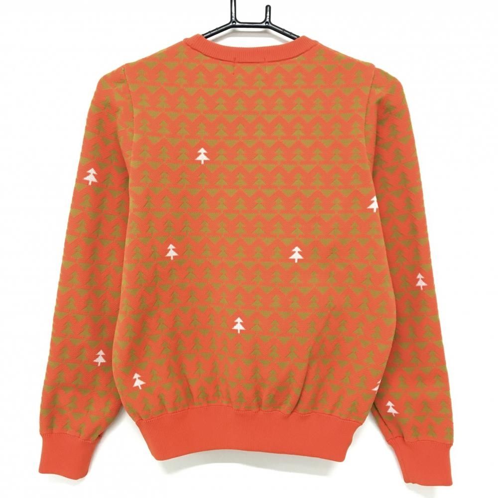 【超美品】ジャックバニー セーター オレンジ×ベージュ 総柄 刺しゅうワッペン ニット レディース 0(S) ゴルフウェア Jack Bunny