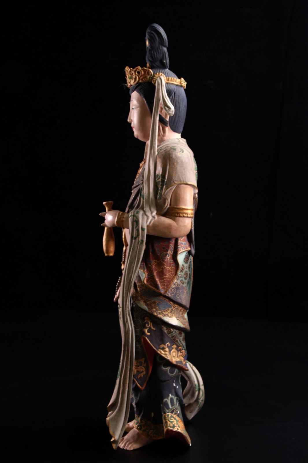 ナニワ　送料無料　大型木彫観音立像　90ｃｍ 時代物　仏教美術　仏像・仏画 仏像 木彫り 観音像 観音菩薩像 – 念珊閣仏像