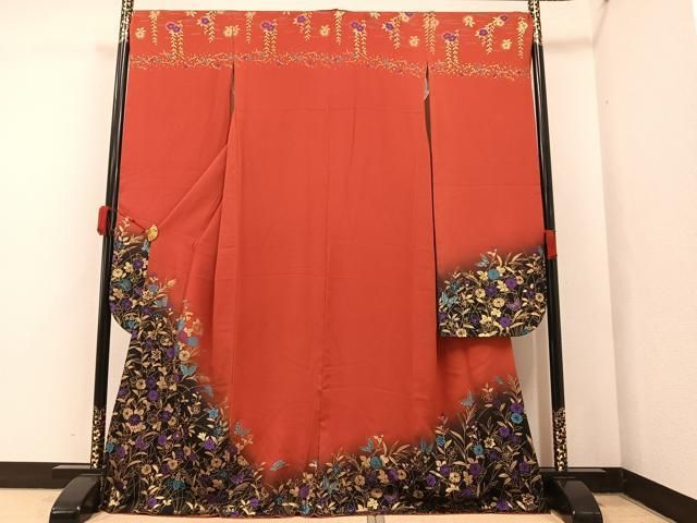 平和屋着物○豪華振袖 舞花文 暈し染め 金彩 正絹 逸品 CAAX5761gh