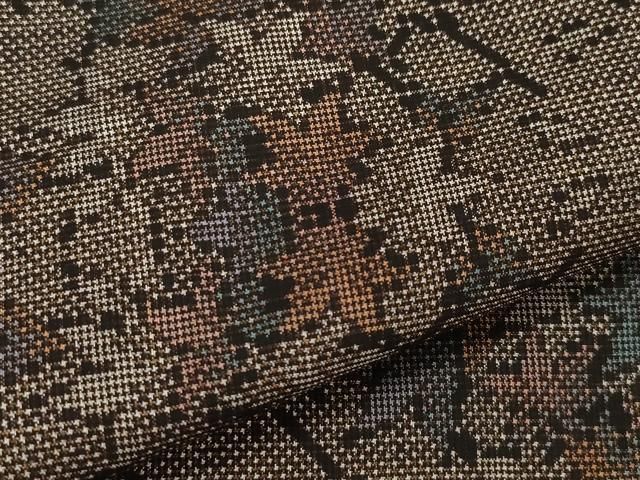 平和屋着物○本場大島紬 7マルキ 泥染め 楓文 佐藤絹織物謹製 証紙付き  