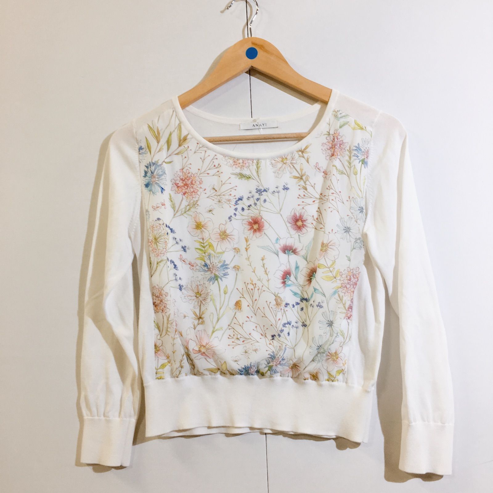 美品】ANAYI アナイ トップス ニットプルオーバー ボタニカルフラワー 