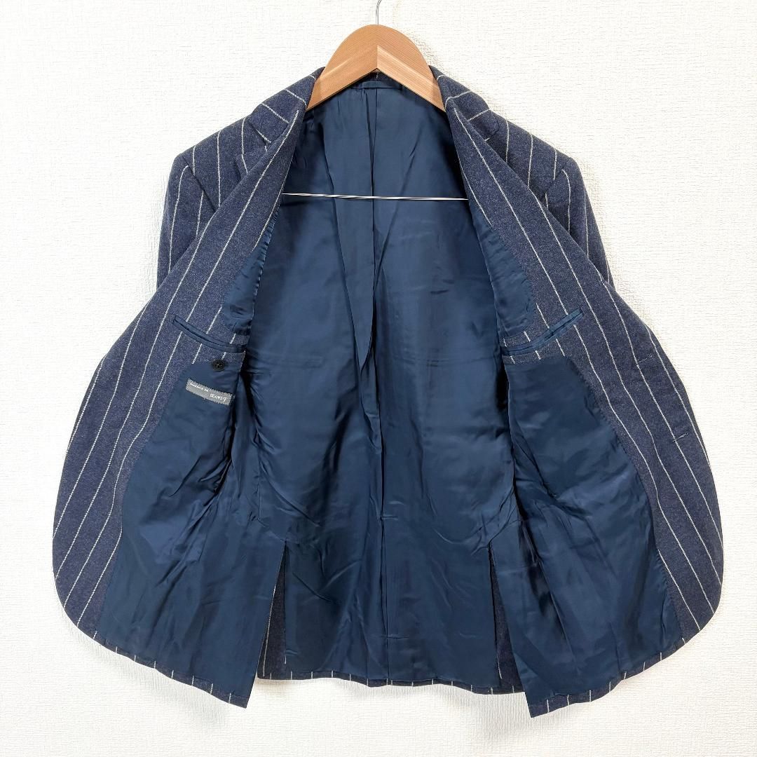 美品】 BEAMS F ウールスーツセットアップ 88 ネイビー ストライプ