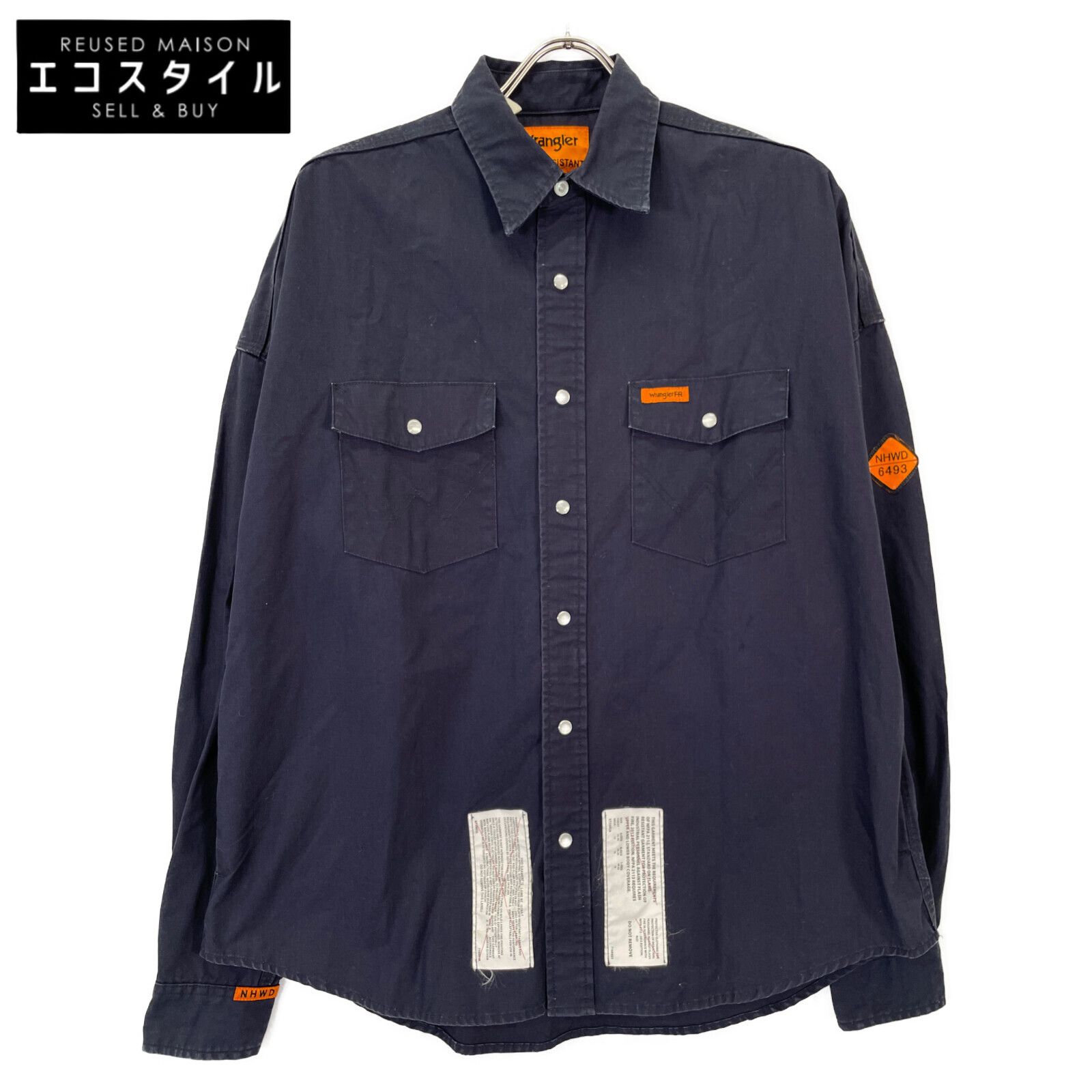 Wrangler ラングラー WS9245×Nﾊﾘｳｯﾄﾞ Flame Resistant Shirt ｲﾝﾃﾞｨｺﾞｼｬﾂ 36