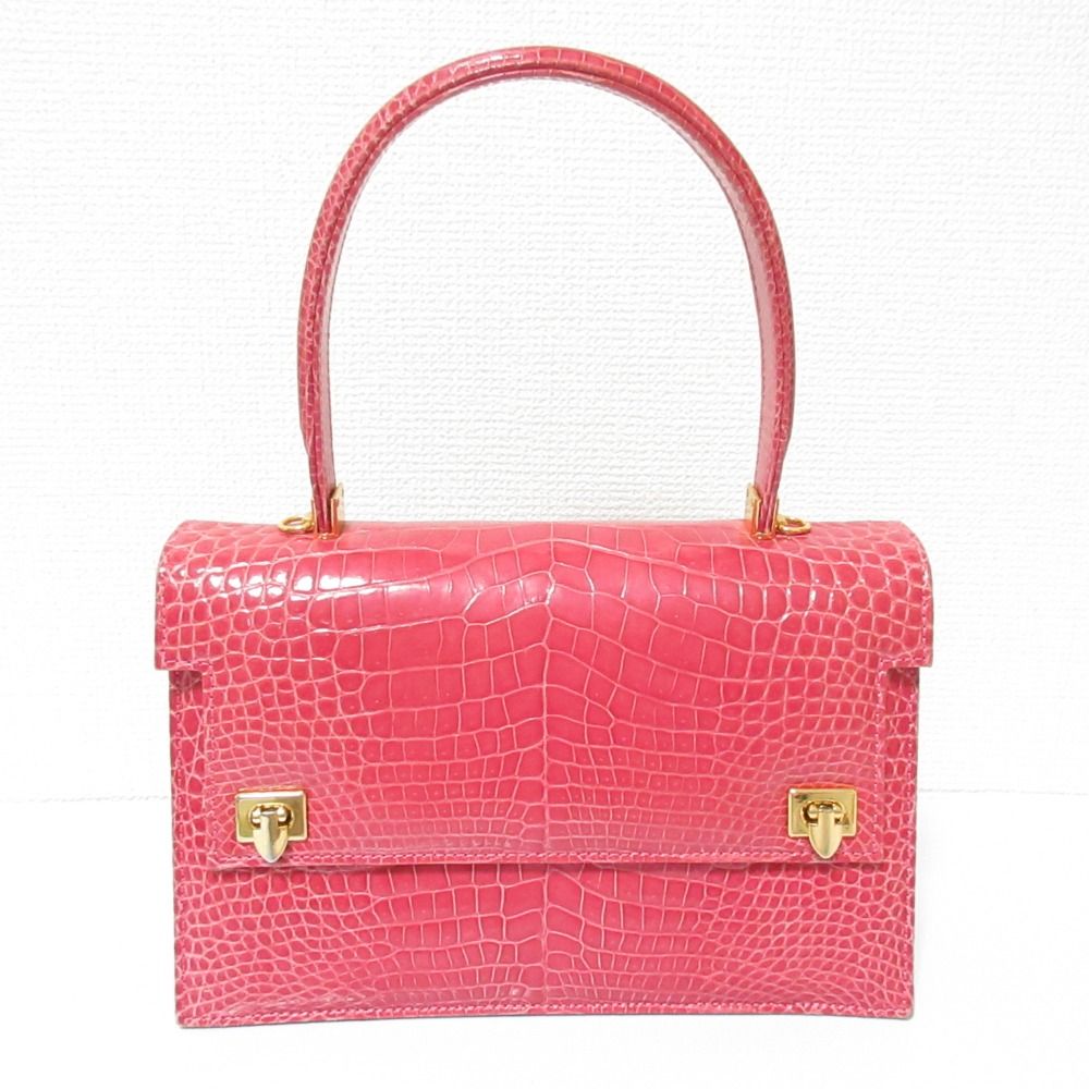 良品 CROCODILE クロコダイルレザー 2way ハンドバッグ ショルダー 