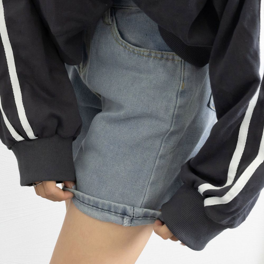デニムショートパンツ レディース 韓国風 ハイウエスト ショーパン デニム ホットパンツ ゆったり ロールアップ 短パン カジュアル ボトムス 10代 20代 30代 ストリート お洒落 美脚 脚長 スタイリッシュ デニムパンツ CH80NNYS-001