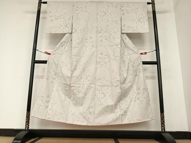 平和屋着物○本場大島紬 白大島 カタス7マルキ 草花文 鈴乃屋扱い 正絹