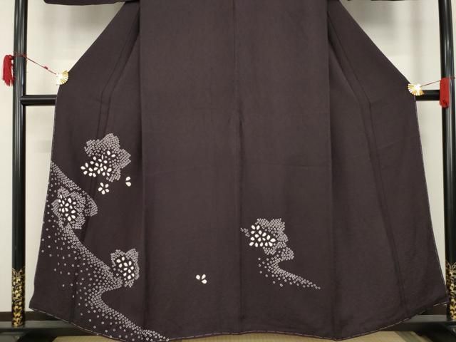平和屋着物○訪問着 作家物 辻が花 舞花文 暈し染 黒地 正絹
