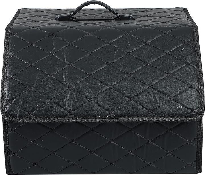 TOKYO GOODS MARKET レザー調 車内 整理 収納 ボックス ストレージ トランク 座席( ブラック/ブラック，  M)