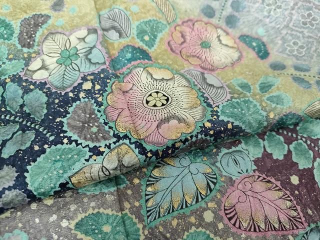 平和屋着物○訪問着 絞り 辻が花 暈し染め 金彩 ロング丈 正絹 逸品