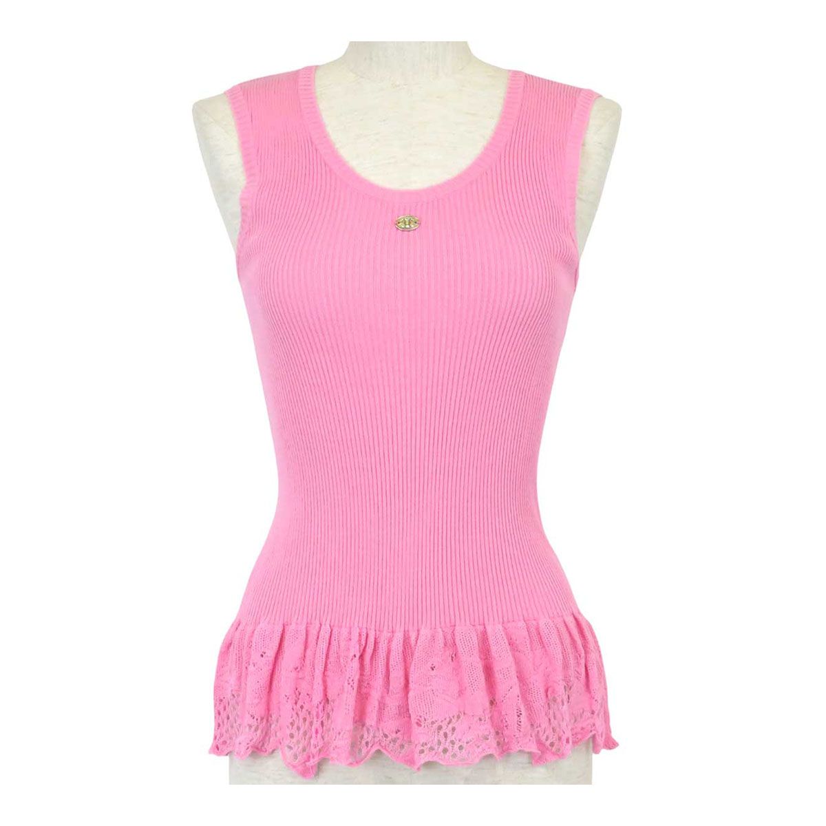シャネル ココマーク リブ ノースリーブ ニット P28469K00111 レディース ピンク CHANEL アパレル 小物
