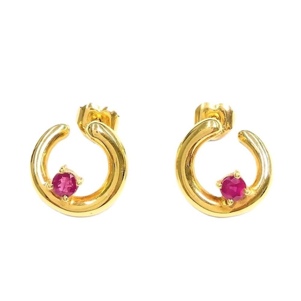 スタージュエリー STAR JEWELRY サークル ピアス ルビー K18YG【中古 