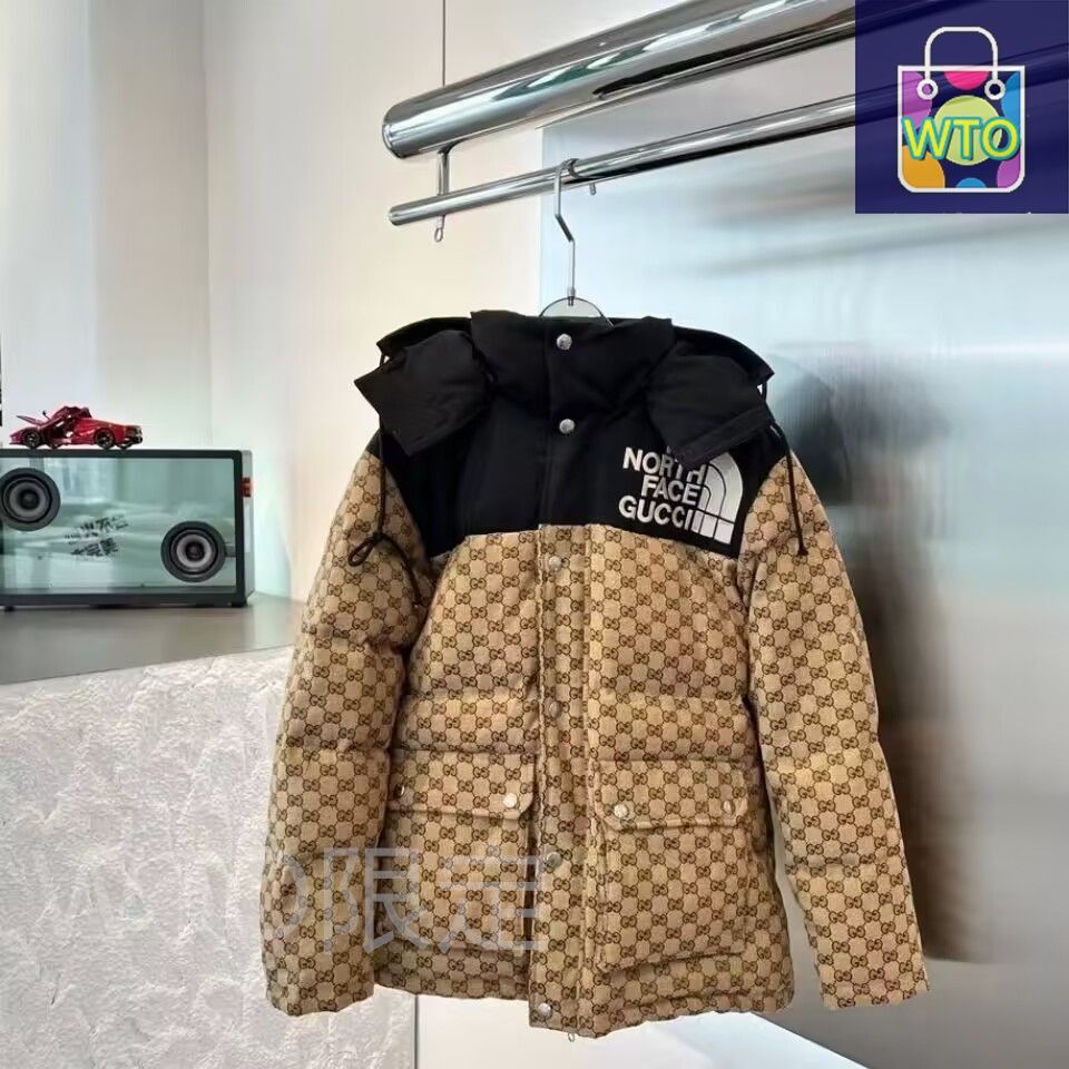 人気話題注目コラボ！GUCCI x THE NORTH FACE DOWN JACKET BROWN