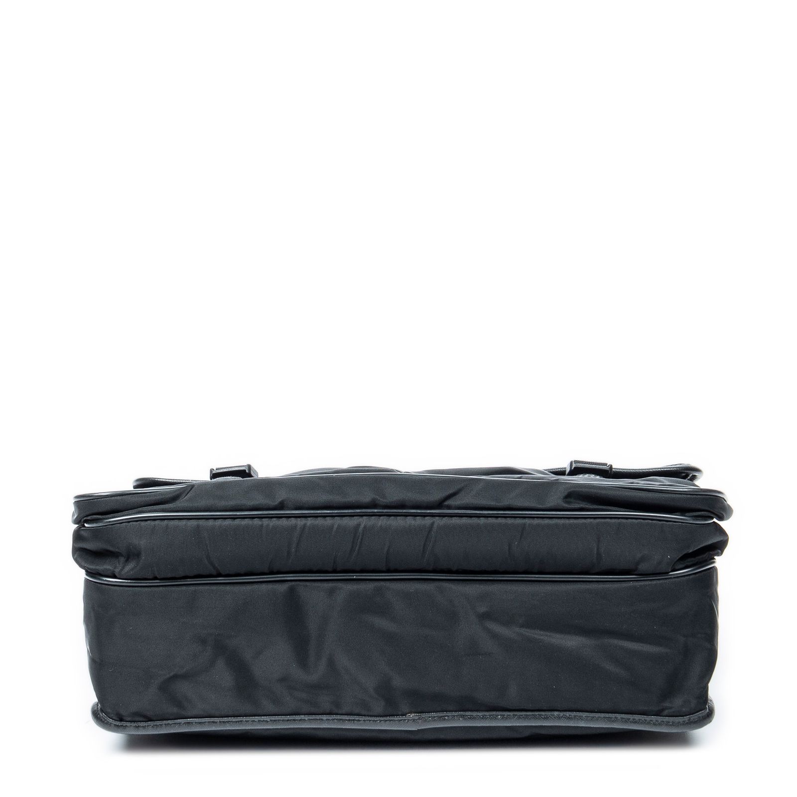 PRADA プラダラージフラップメッセンジャー黒ナイロンキャンバスA