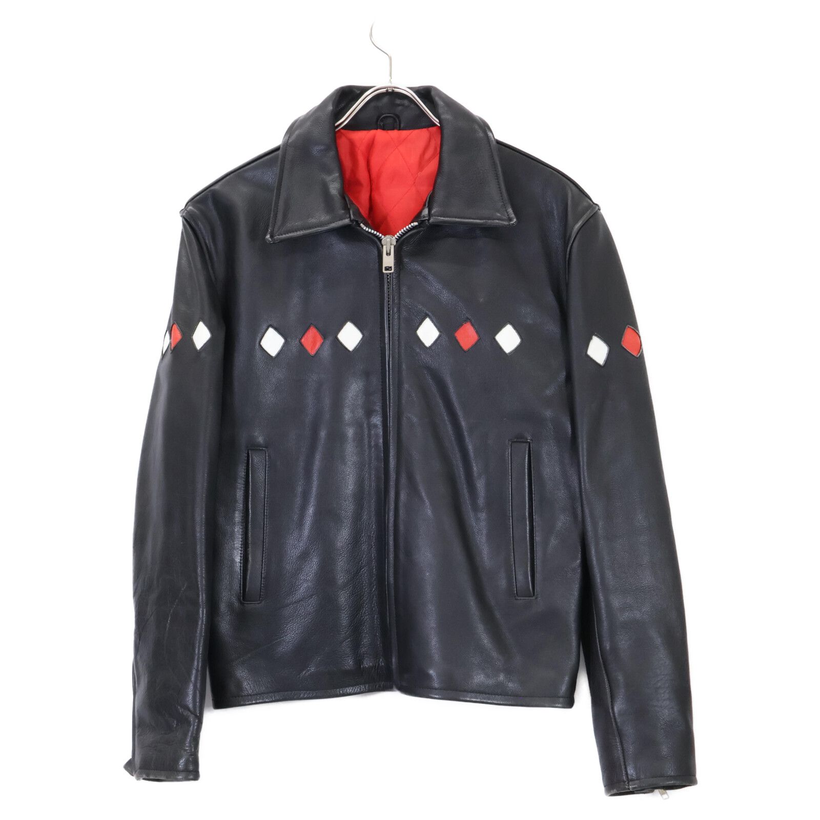 クリームソーダ革ジャン黒 CREAM SODA クリームソーダ ブラック ピンクドラゴン ダイヤ レザー