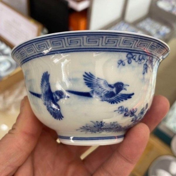 新品】景徳鎮 青花喜上眉梢三才蓋碗 茶碗 煎茶器 - メルカリ