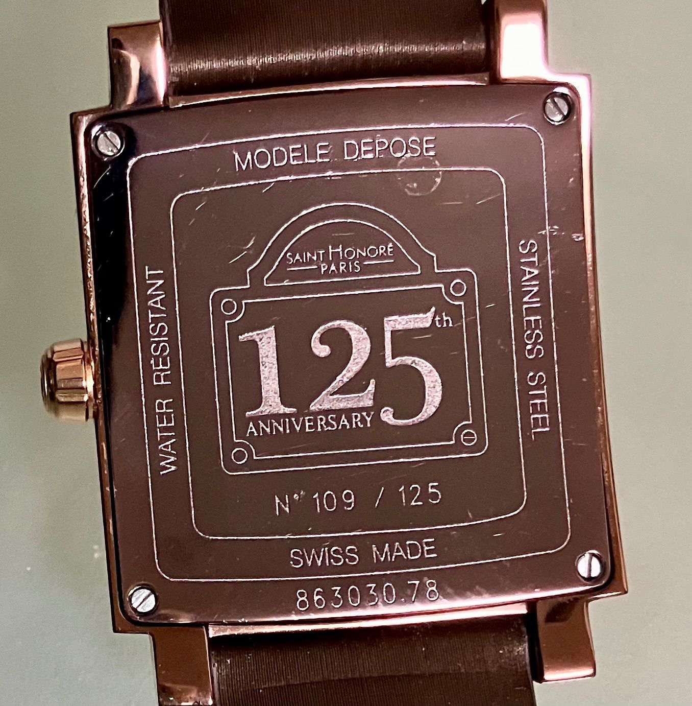 稼動品 Saint HONORE サントノーレ シェル文字盤 8Pダイヤモンド オルセー 125周年 125本限定 クオーツ メンズ腕時計