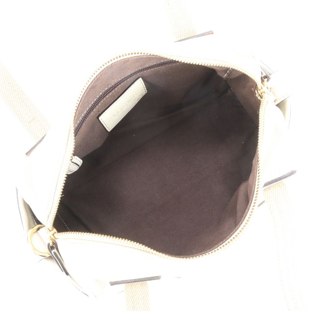 LOEWE　ロエベ　ミニボストン　ハンドバッグ　アナグラム　キャンバス　レザー ロエベ アナグラム ミニ ボストン レザー キャンバス