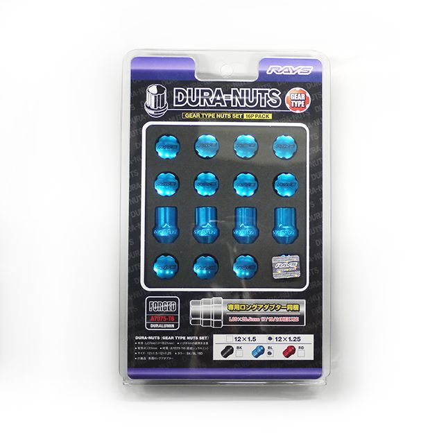 RAYS レイズ ジュラナット ギアタイプ 4穴用 M12ｘP1.25 16個入 ブルーアルマイト アルミナット
