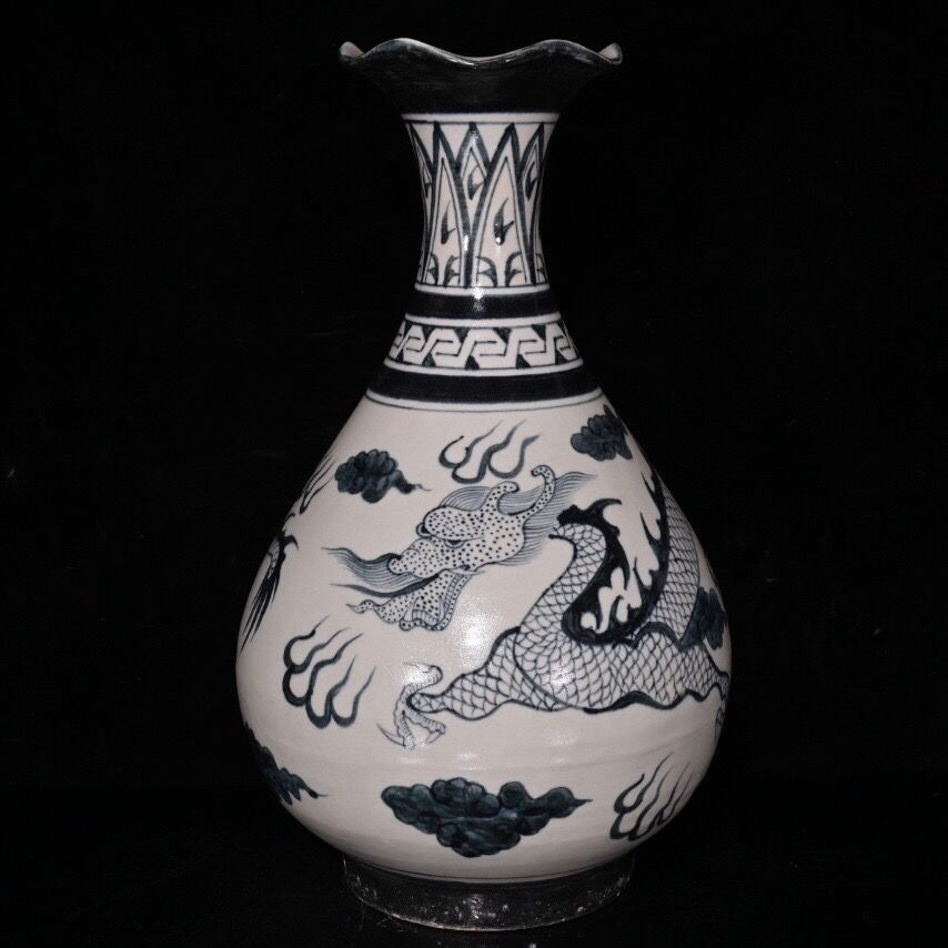 旧家蔵出し 宋 吉州窯 龍紋 花口玉壺春瓶 古陶瓷器 陶芸 造型