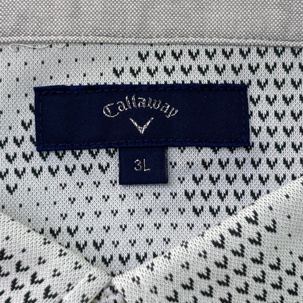 Callaway キャロウェイ ポロシャツ ボタンダウン 刺繍 メンズ 3L 紺 美品 キャロウェイ 半袖 ポロシャツ ボタンダウン総柄 刺繍ロゴ