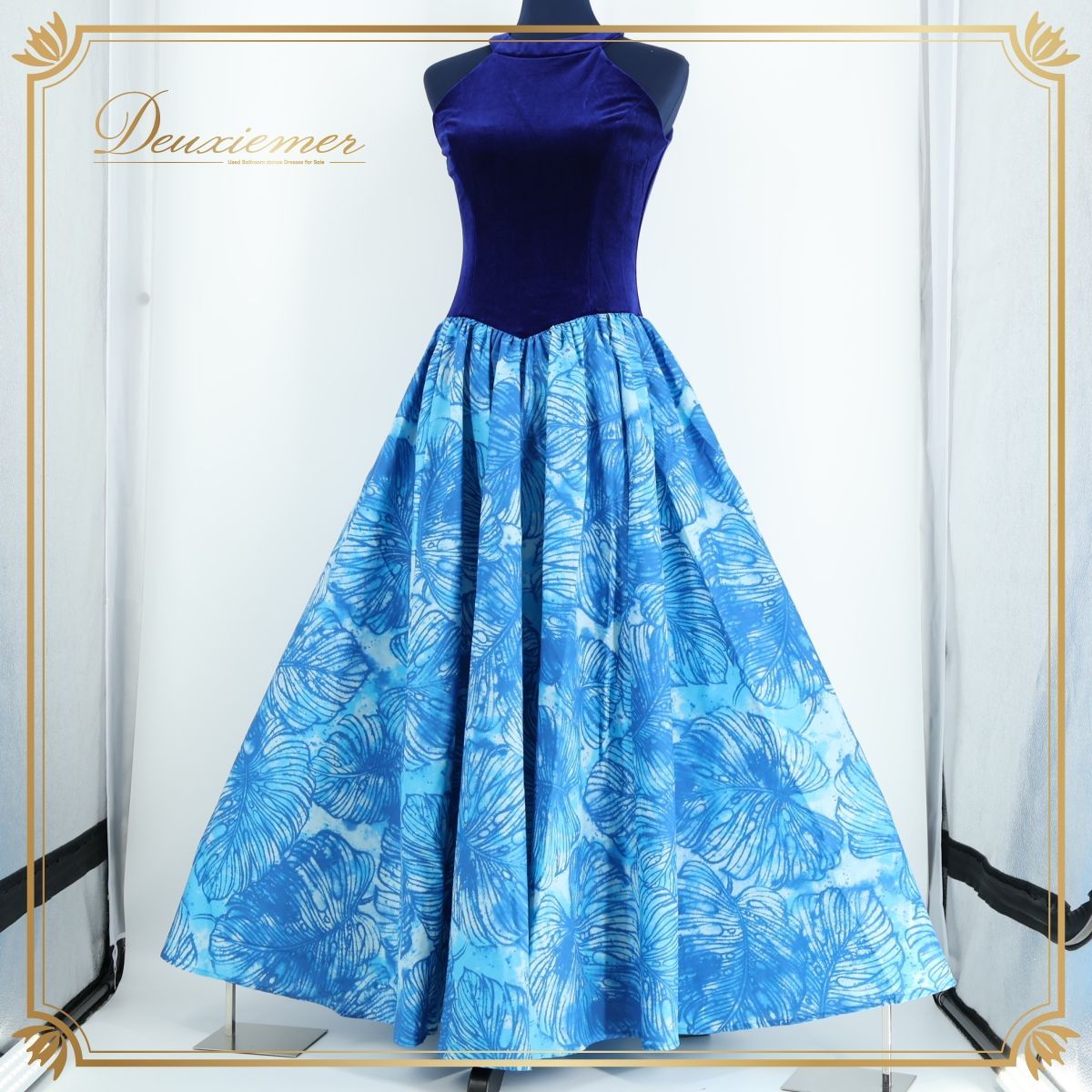 美品 ハワイ製 フラダンス衣装】ブルー系 CC Fashions ワンピース
