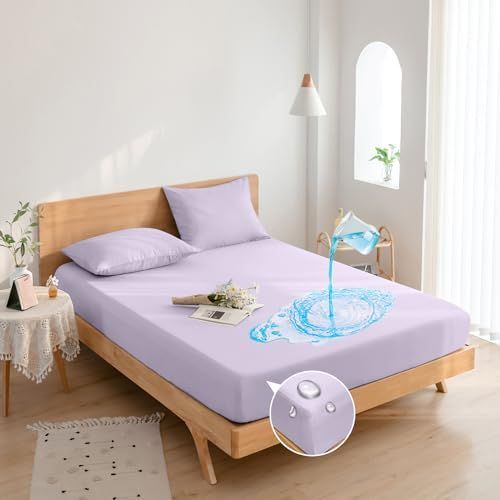 パープル_クーインサイズ 160*200CM Vallein 防水シーツ 綿 側面防水 シングル ボックス 全面防水 ボックスシーツ ダブル セミダブル クイーン キング おねしょシーツ 防水 大人用 赤ちゃん 介護用シーツ ベビー 保育園 介護用 ペ