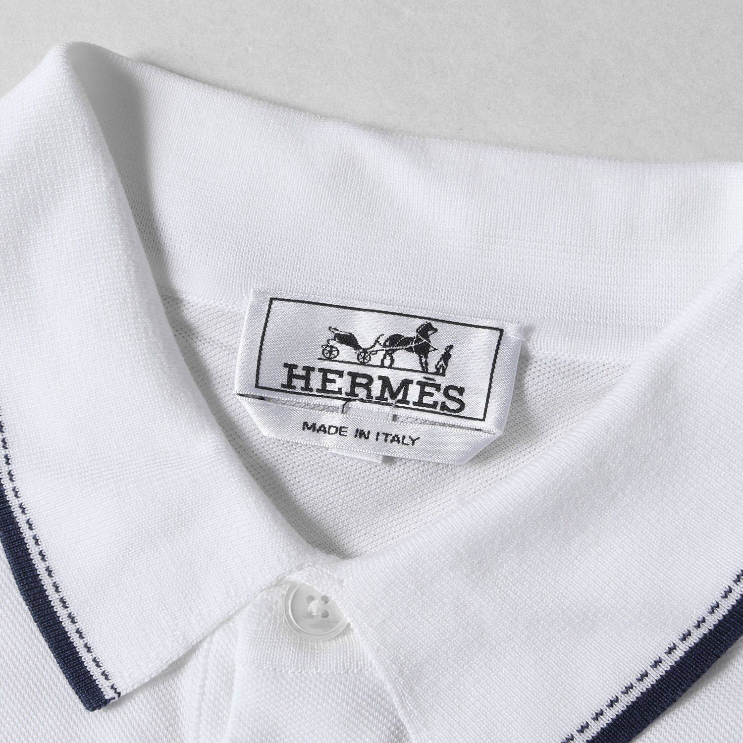 HERMES エルメス ポロシャツ サイズ:L H刺繍 コットン鹿の子