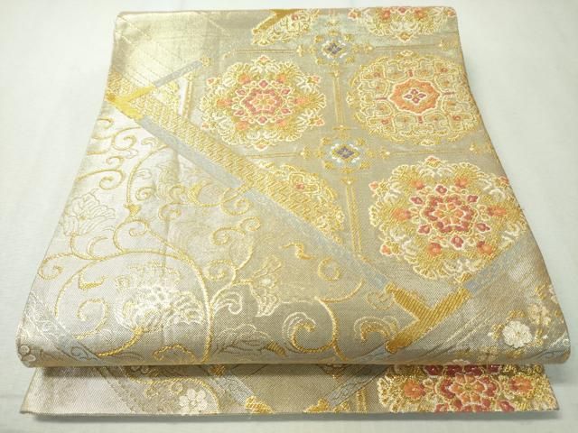 平和屋着物▽佐賀錦 六通柄袋帯 唐織 桧垣更紗花文 金糸 正絹 逸品