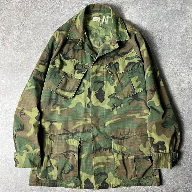 60sUS ARMYジャングルファティーグジャケット グリーンリーフERDL迷彩 60s 60年代 アメリカ軍 米軍 ジャングルファティーグ ミリタリー