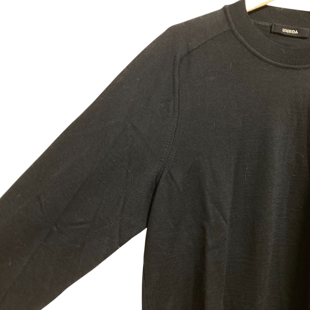 美品 23AW UMEDA ウメダニット SUPER HIGH GAUGE CREW NECK PULL OVER クルーネック カットソー セーター Sサイズ ブラック レディース 古着 中古 美品 23AW UMEDA ウメダニット SUPER HIGH GAUGE CREW NECK PULL