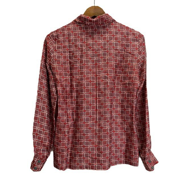 Christian Dior ブラウス 長袖 総柄 丸襟 トップス シルク 古着