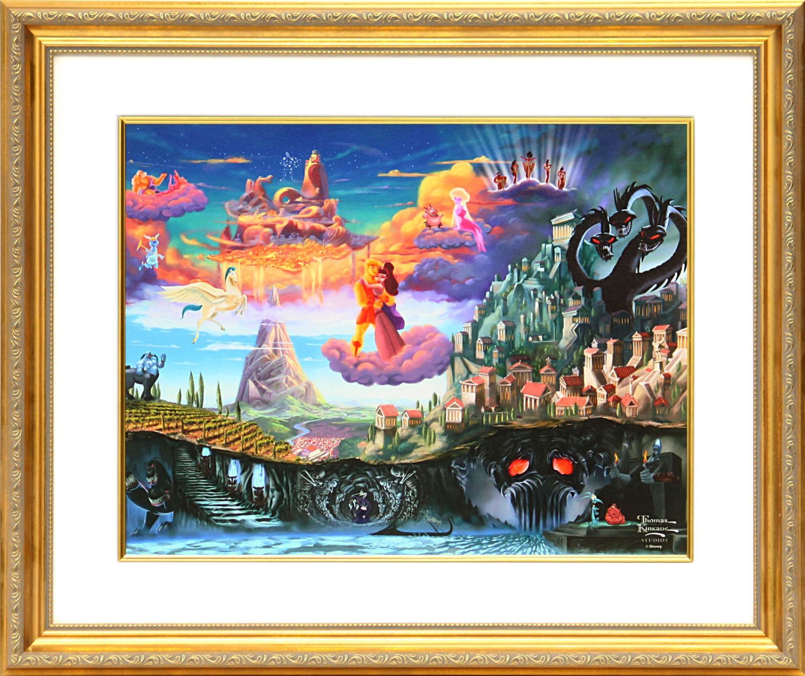 ディズニー/トーマス キンケード「ヘラクレス」額縁2種選択可 作品証明