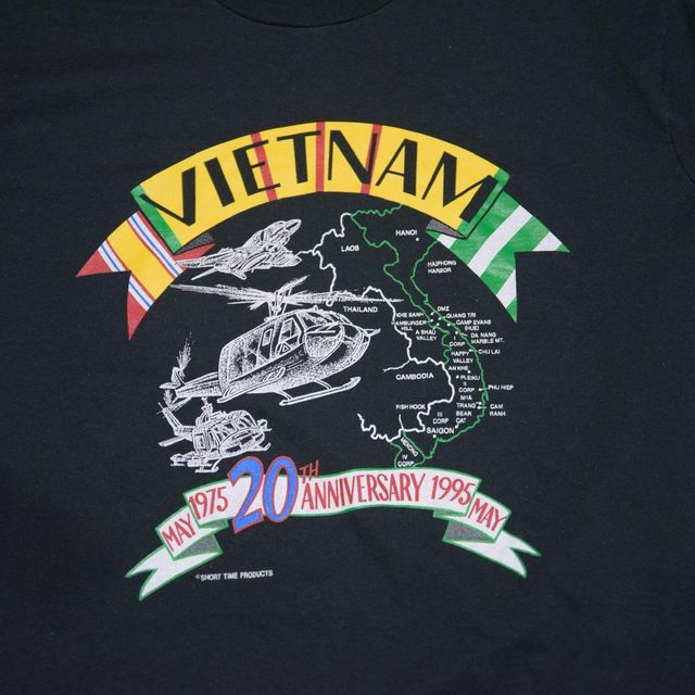 90s ビンテージ プリント Tシャツ シングルステッチ ベトナム戦争 終戦 記念 20周年 95年 ミリタリー POW/MIA  （捕虜/行方不明兵士） ボックスシルエット黒 古着 vintage 【L】 - メルカリ