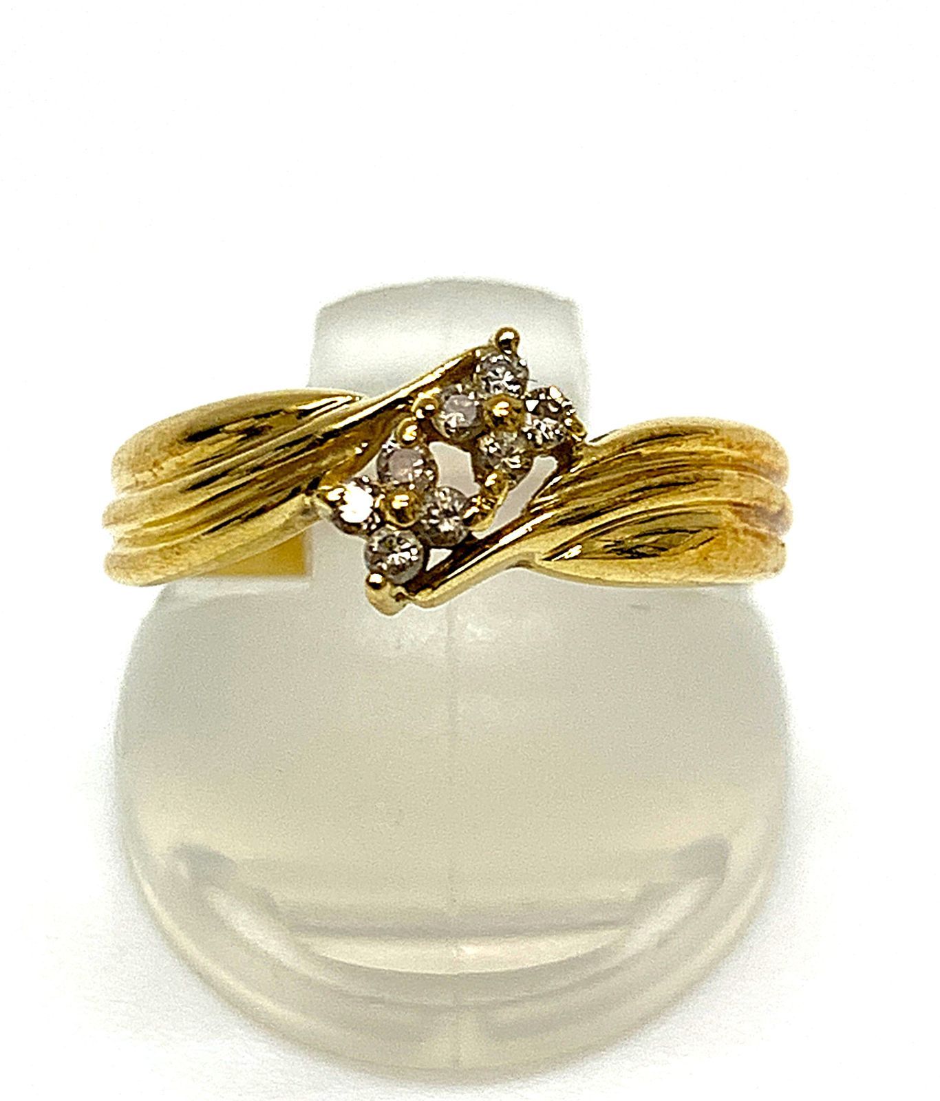 K18 ダイヤモンド 総計 0.08ct リング 指輪 ＃11 ゴールド系 2.6g 
