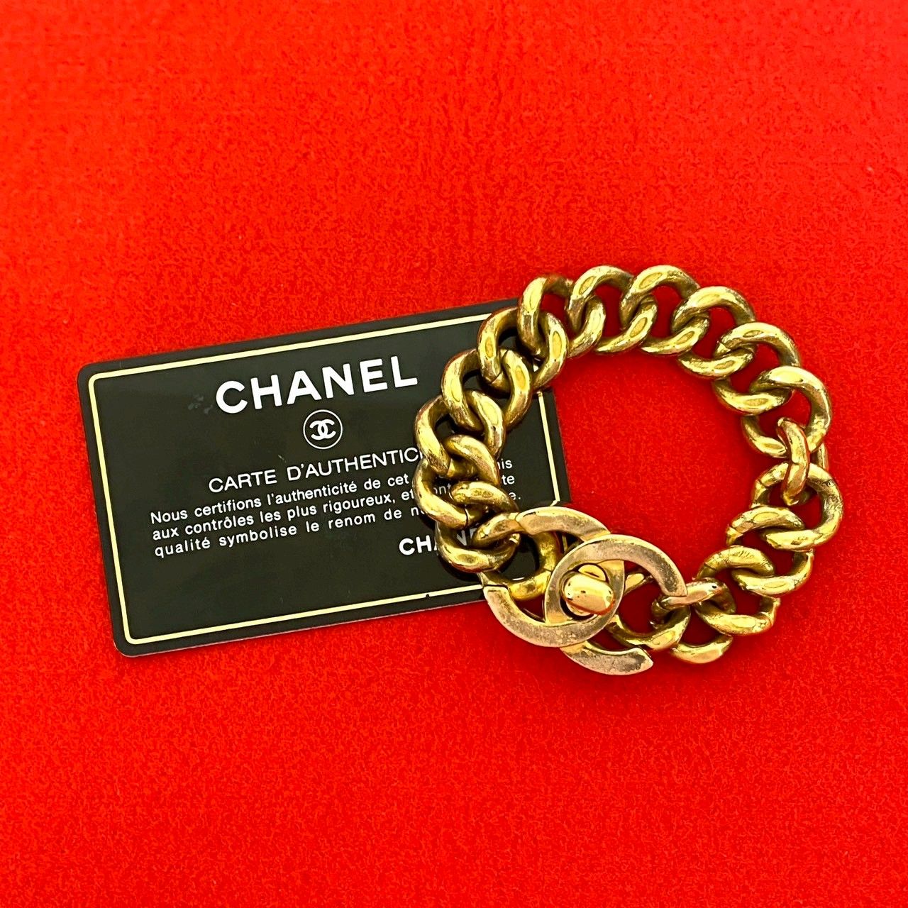 コメあり 95A CHANEL シャネル ヴィンテージ ココマーク チェーン ブレスレット バングル アクセサリー レディース ゴールド 14540