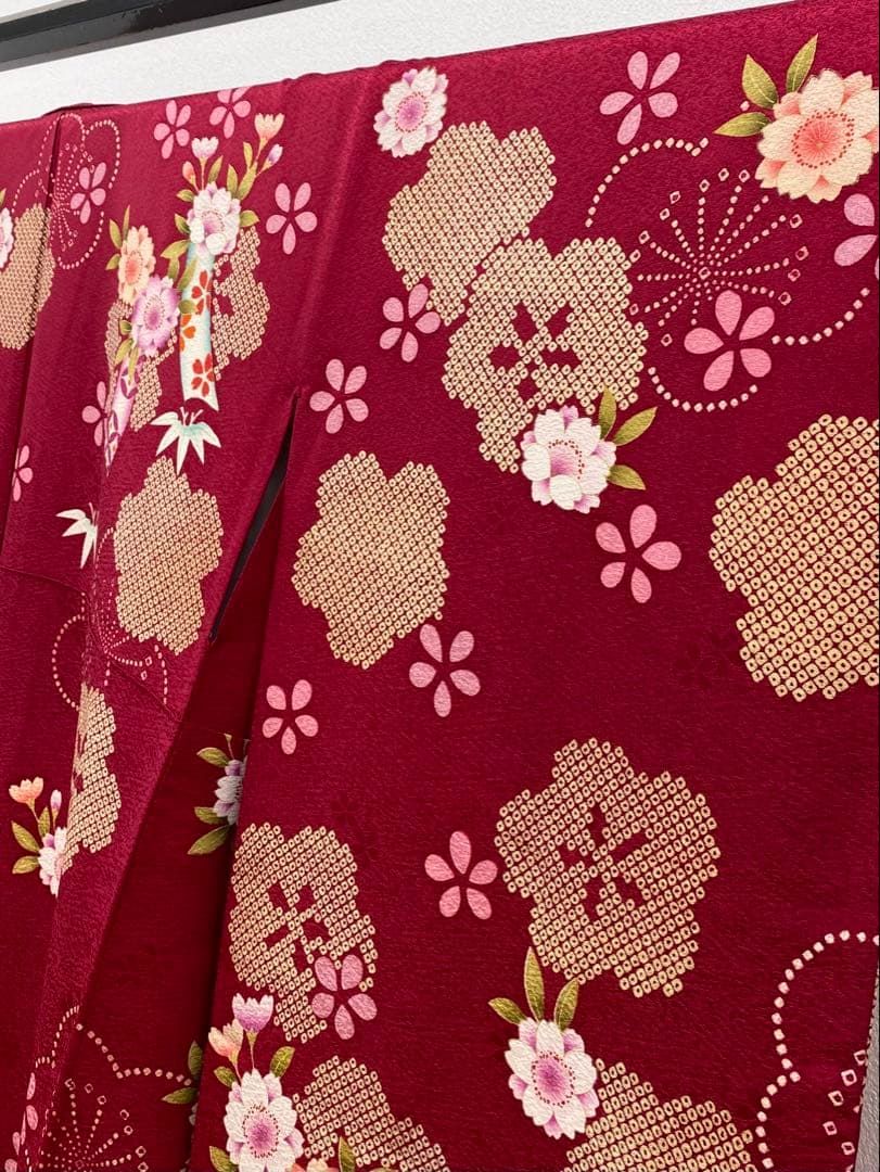 振袖 豪華 刺繍 紋意匠 桜 鹿子柄 柄八掛身丈160cm 撥水加工済 MO2939 
