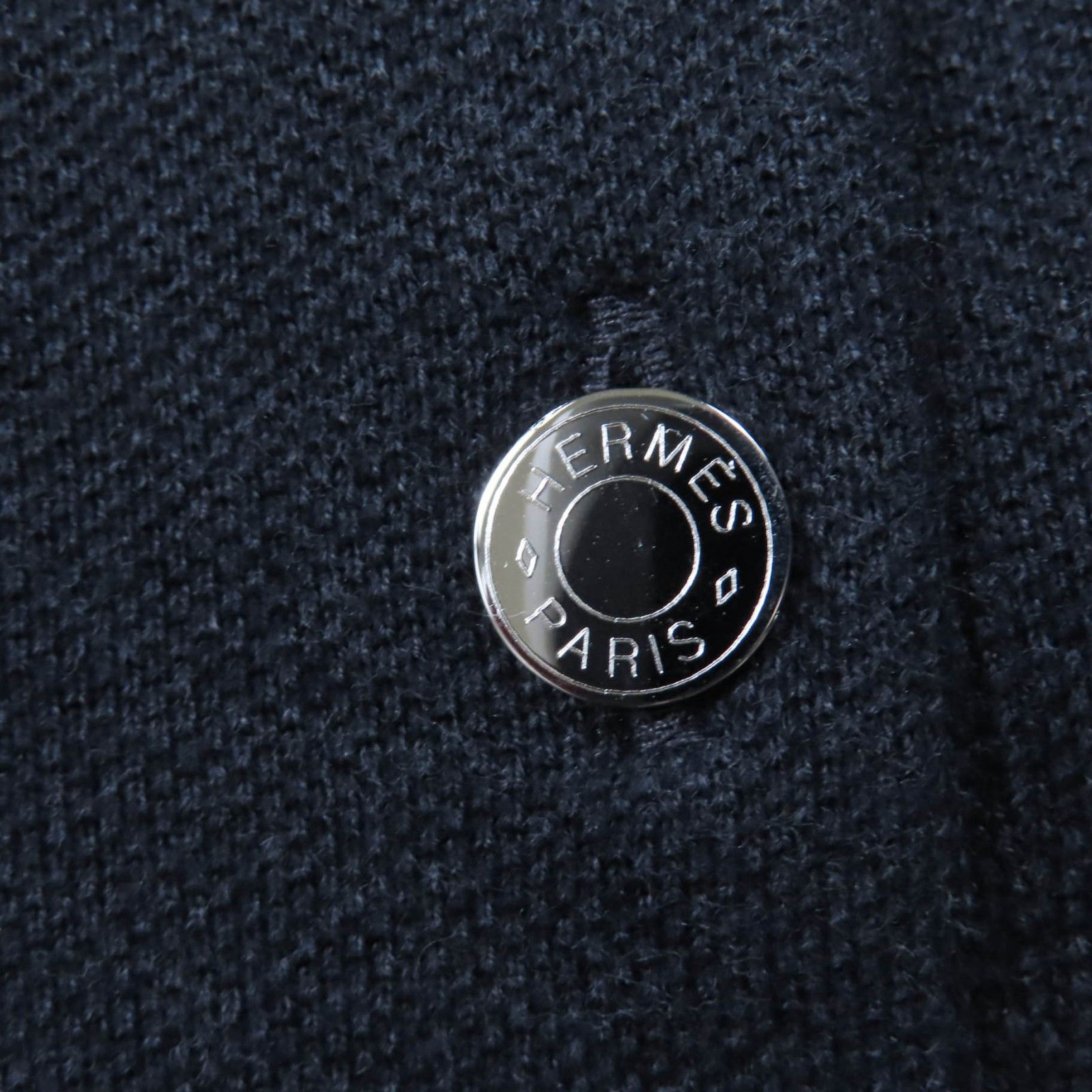  HERMES エルメス SELLIER コットン100％ セリエボタン 半袖ポロシャツ チャコールグレー M イタリア製 レディース 半袖 ポロシャツ