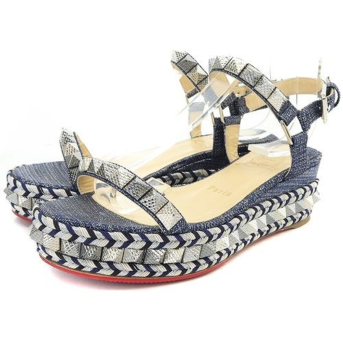 クリスチャンルブタン　35 カタクロウ　ウェッジソールサンダル　スタッズ　白 クリスチャンルブタン 35 カタクロウ ウェッジソールサンダル スタッズ