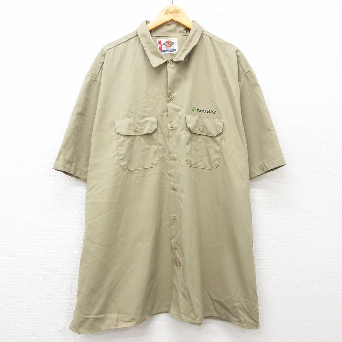 XL★古着 ディッキーズ Dickies 半袖 ワーク シャツ メンズ ツートンカラー 大きいサイズ ロング丈 黒他 ブラック 24apr03 中古 トップス ディッキーズ 半袖ワークシャツの通販