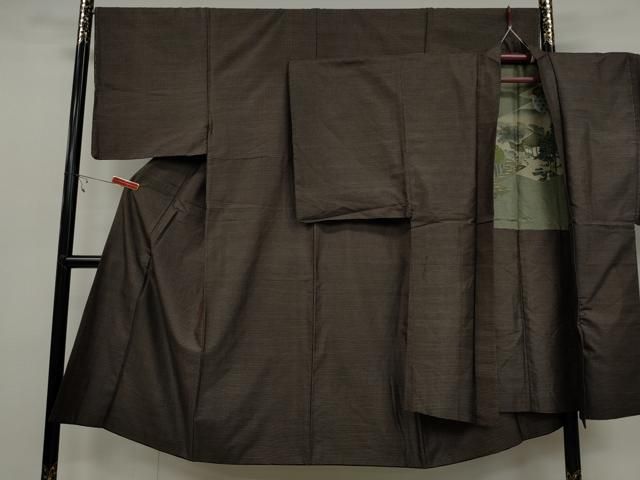 平和屋着物○男性 本場大島紬 アンサンブル 格子柄 正絹 逸品