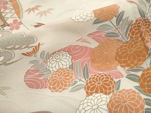 平和屋着物○豪華色留袖 作家物 駒刺繍 堆朱箔 短冊草花文