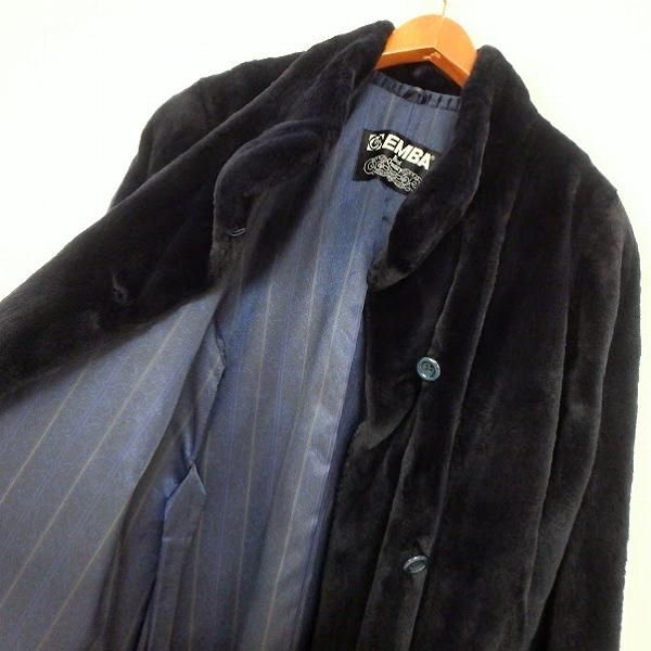 wnc エンバ EMBA 毛皮コート F 濃紺 ハイネック シェアードミンク