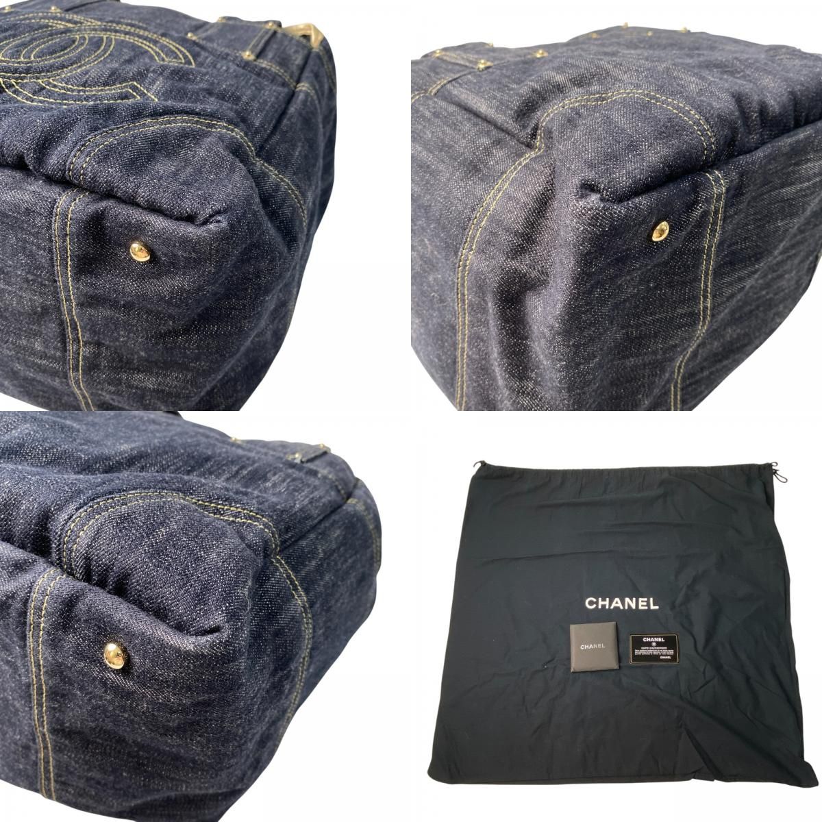 美品 シャネル CHANEL レディース スパークリング デニム トートバッグ