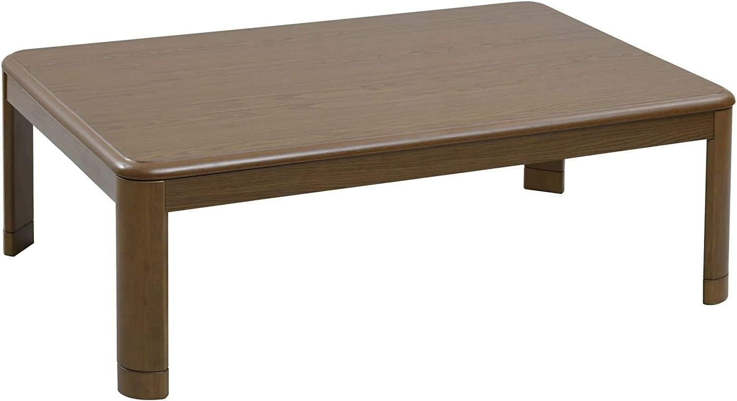 [山善] 家具調 こたつ テーブル 幅120×奥行80cm 長方形 (カーボンヒーター) (フラットヒーター) (リモコン付き) 天然木 継脚 ブラウン GKF-MDN1202H(MB)