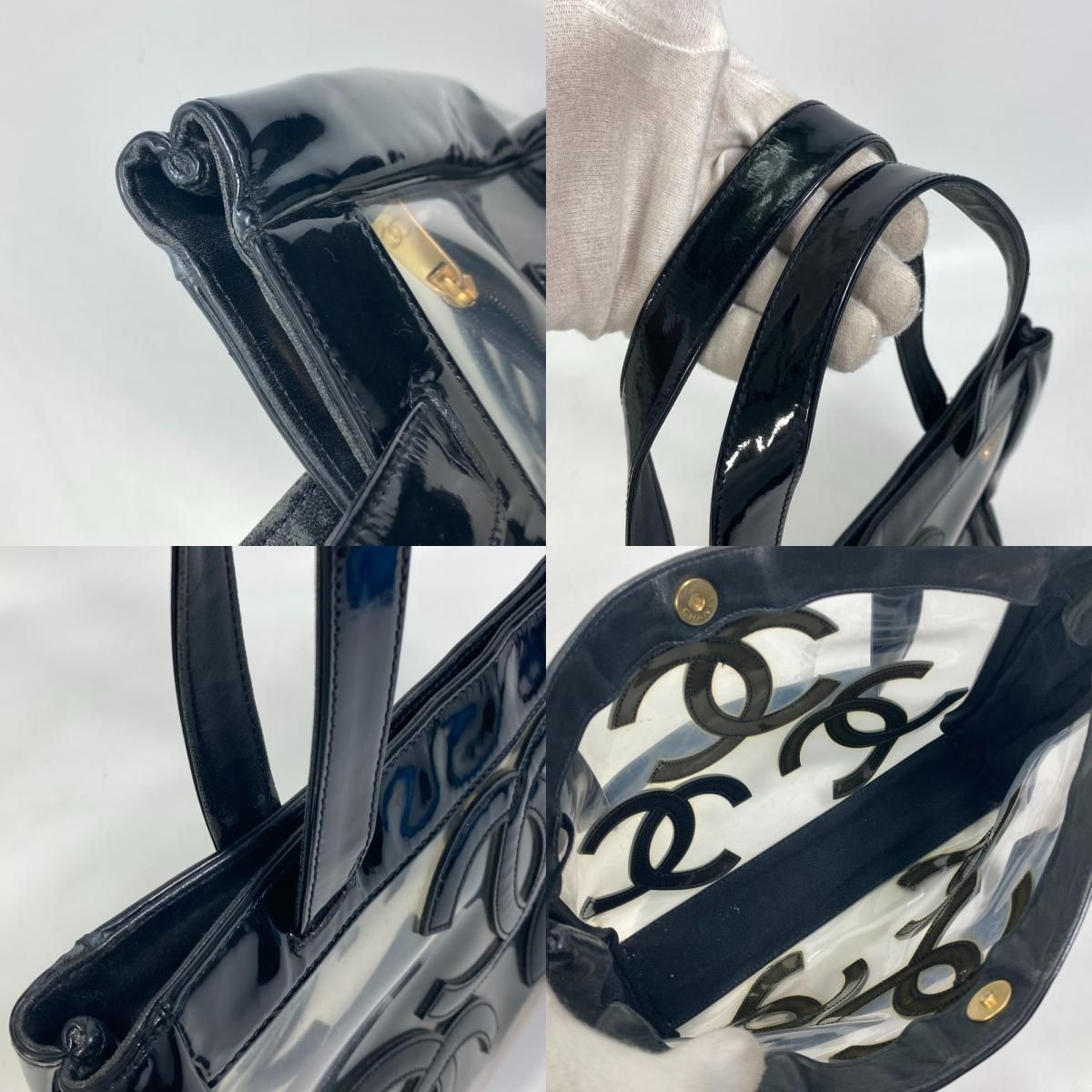 ★CHANEL シャネル トリプルココマーク ビニール トートバッグ ハンドバッグ ショルダーバッグ 赤系★P178-9 RL09 シャネル トリプルココマーク