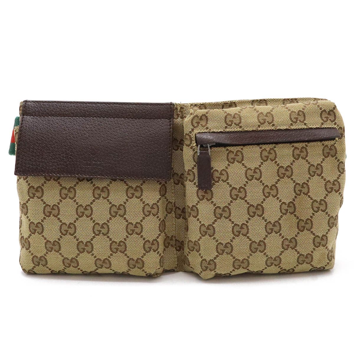 美品✨グッチ ボディバッグ GG キャンバス シェリーライン ブラウン GUCCI - 【中古】GUCCI シェリーライン GGキャンバス ウエストバッグ