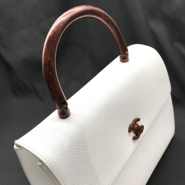 CHANEL シャネル キャビアスキン ウッド調 ハンド バッグ ケリー型 