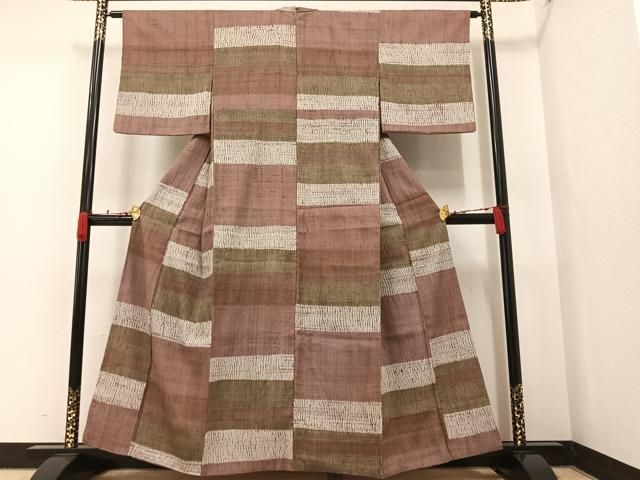 平和屋着物●染織の名門　しょうざん  生紬　杢目絞り　段違い　正絹　逸品　AAAW1814ph 平和屋着物○染織の名門 しょうざん 生紬 杢目絞り 段違い 正絹 逸品